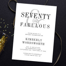 Modern Elegant Seventy and Fabulous 70th Birthday