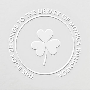 Modern Elegant Shamrock Custom Library Book Embosser