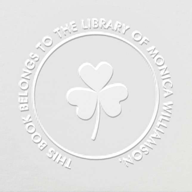 Modern Elegant Shamrock Custom Library Book Embosser (Design)