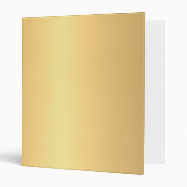 Modern Elegant Shiny Faux Gold Trendy Golden 3 Ring Binder (Front/Inside)