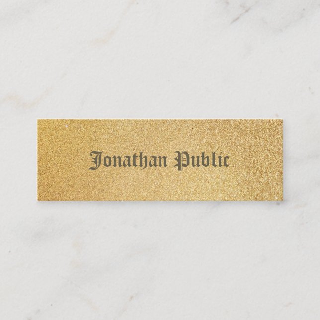 Modern Elegant Shiny Gold Foil Glamorous Plain Mini Business Card (Front)