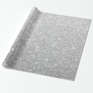 Modern Elegant Shiny Metallic Silver Glitter Gray Wrapping Paper