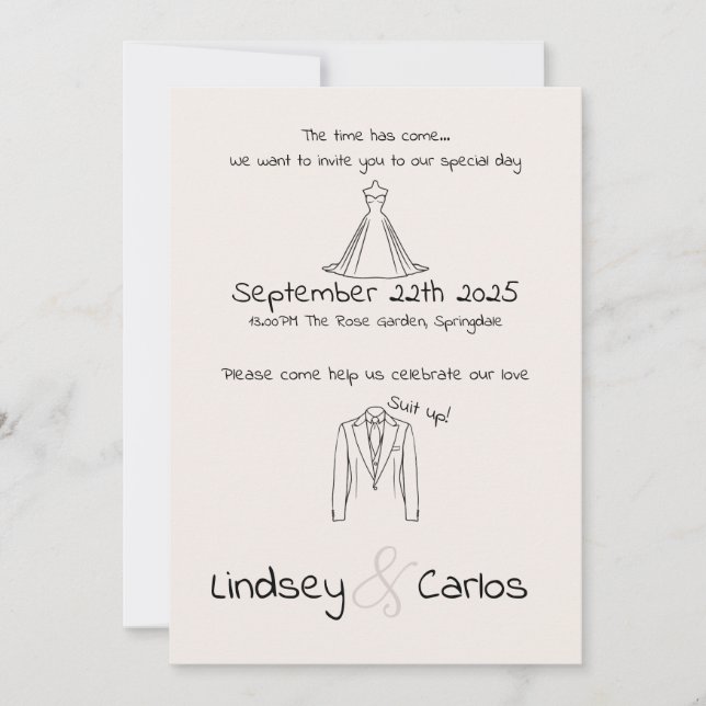 Modern Elegant Silhouette "Suit up" Invitation (Front)