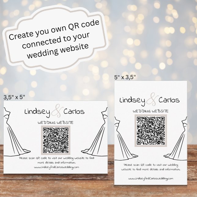 Modern Elegant Silhouette weddning dress Enclosure Card (Choose between horizontal 3,5x5" and vertical 5x3,5". Addition to invitation for your guests.)