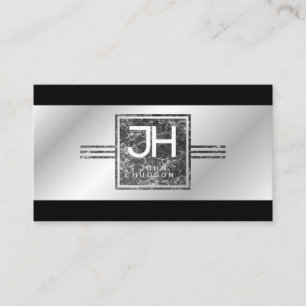 Modern Elegant Silver and Black Lines Business Car Card
