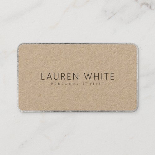 Modern elegant silver black minimalist kraft business card