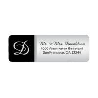 Modern Elegant Silver Black Monogram Initials