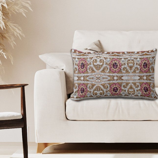 modern elegant silver burgundy red bohemian lumbar pillow (modern stylish silver gold burgundy pink bohemian lumbar pillow)