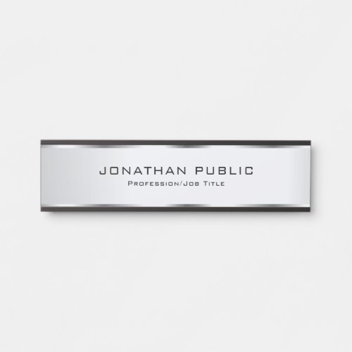 Modern Elegant Silver Customizable Template Door Sign