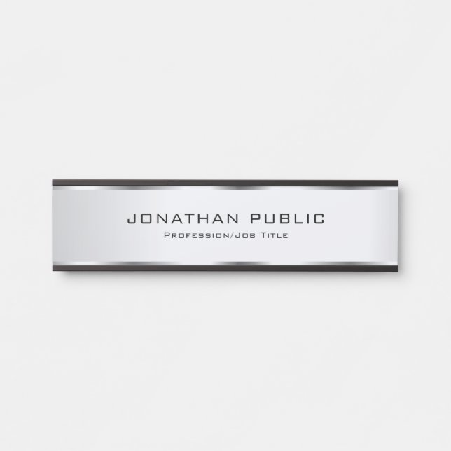 Modern Elegant Silver Customizable Template Door Sign (Front)