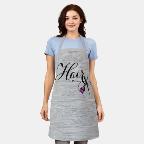 Modern Elegant Silver Foil Hair Stylist Apron