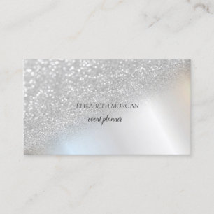 Modern Elegant Silver Glitter Bokeh Ombre Business Card