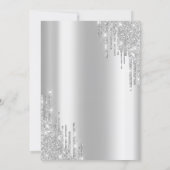 Modern Elegant Silver Glitter Drips  Sweet 16 Invitation (Back)