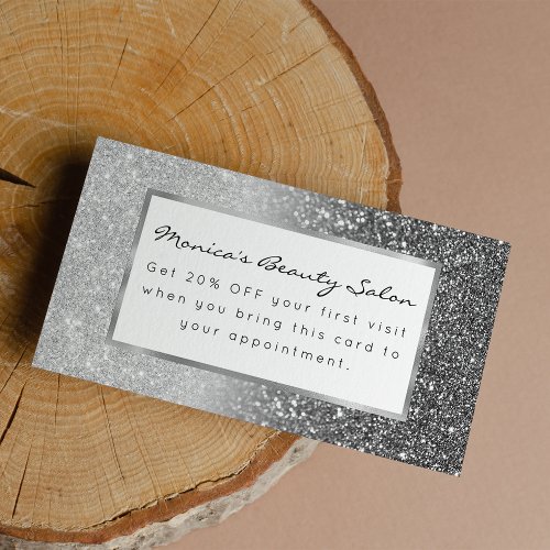 Modern elegant silver glitter gradient glamorous discount card