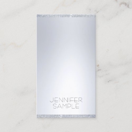 Modern Elegant Silver Glitter Simple Professional Business Card