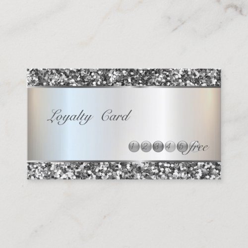 Modern ElegantSilver Glitter Striped Loyalty Card