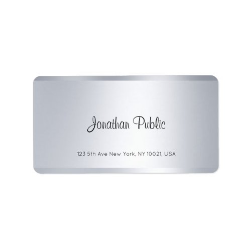 Modern Elegant Silver Hand Script Simple Address Label