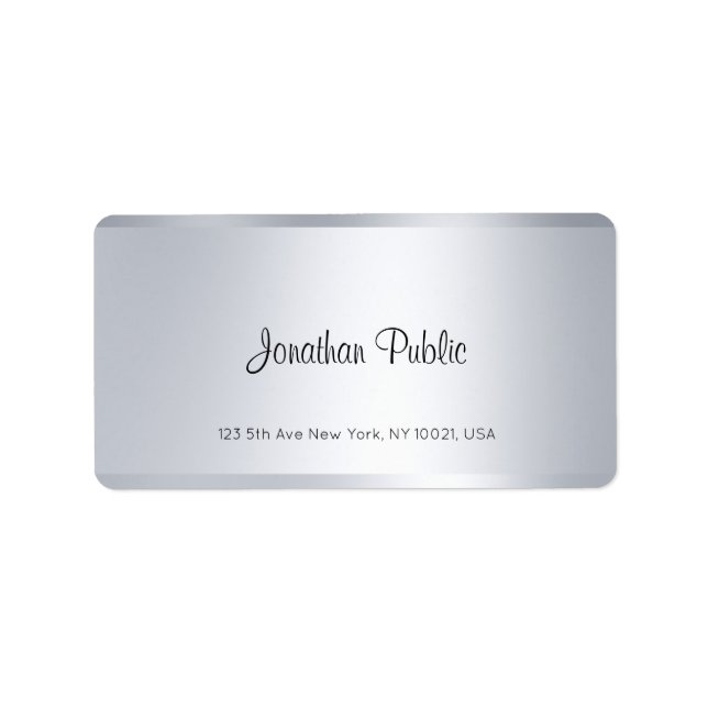 Modern Elegant Silver Hand Script Simple Address Label (Front)