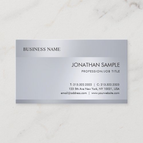 Modern Elegant Silver Look Minimalist Professional Business Card