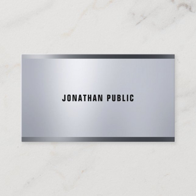 Modern Elegant Silver Look Professional Luxury Business Card (Front)