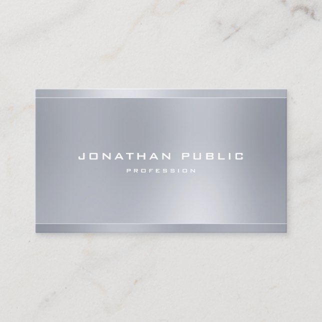 Modern Elegant Silver Look Template Professional Business Card (Front)