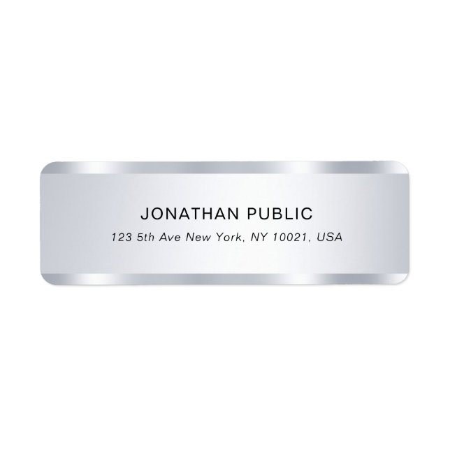 Modern Elegant Silver Look Template Professional Label (Front)