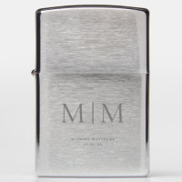 Modern Elegant Silver Monogrammed Initial Classic Zippo Lighter