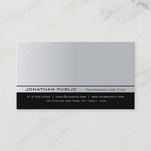 Modern Elegant Silver Premium Pearl Finish Luxury Business Card