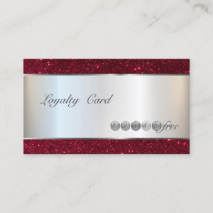 Modern Elegant,Silver,Red Glitter Loyalty Card