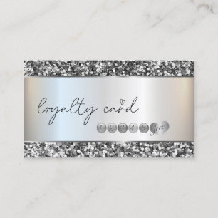 Modern Elegant,Silver Sequins Stripe Loyalty Card