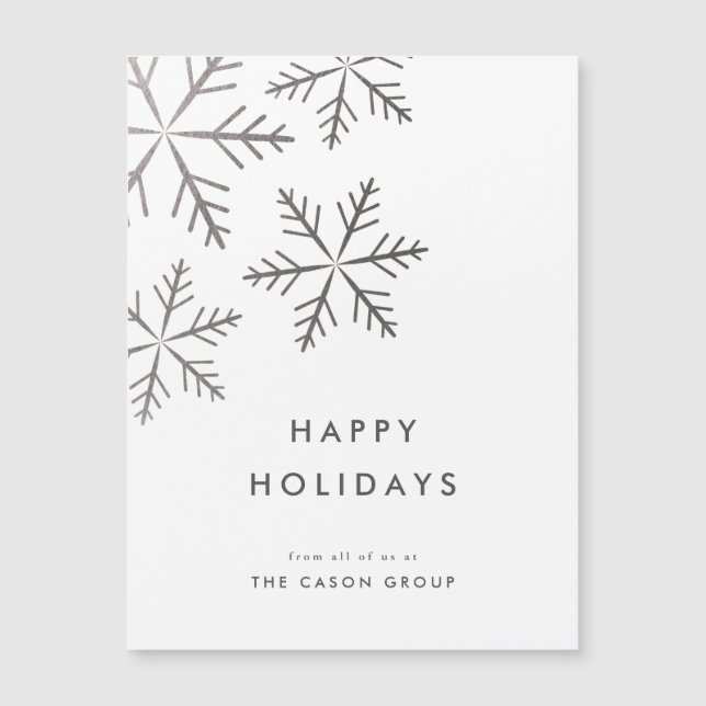 Modern Elegant Silver Snowflakes Business Holiday  (Front)
