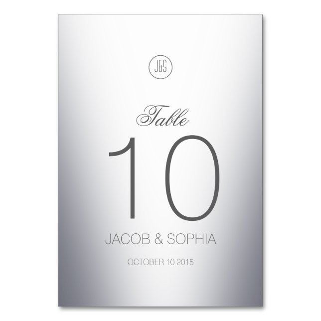 Modern Elegant Silver Table Number (Front)