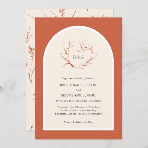 Modern Elegant Simple Arch Terracotta Wedding Invitation