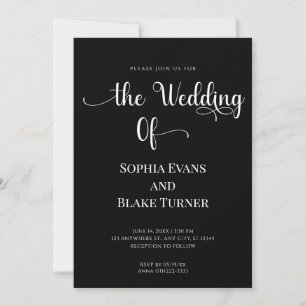 Modern Elegant Simple Black and White Wedding Invitation
