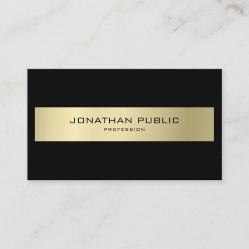 Modern Elegant Simple Black  Gold Semi Gloss Best Business Card