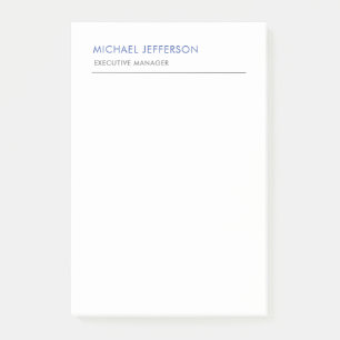 Modern Elegant Simple Blue White Post-it Notes