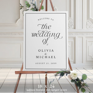 Modern Elegant Simple Border Wedding Welcome Sign