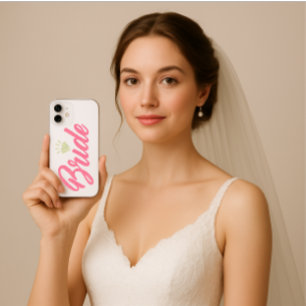 Modern Elegant Simple Bride Glittery Pink Diamond iPhone 16 Case