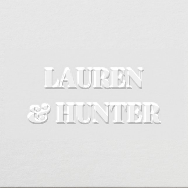 Modern Elegant Simple Chic Ampersand Names Wedding Embosser (Design)
