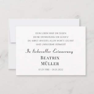 Modern Elegant Simple Chic Memorial Thank You Card