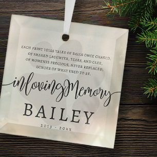 Modern Elegant Simple Chic Paw Pet Memorial Glass Ornament