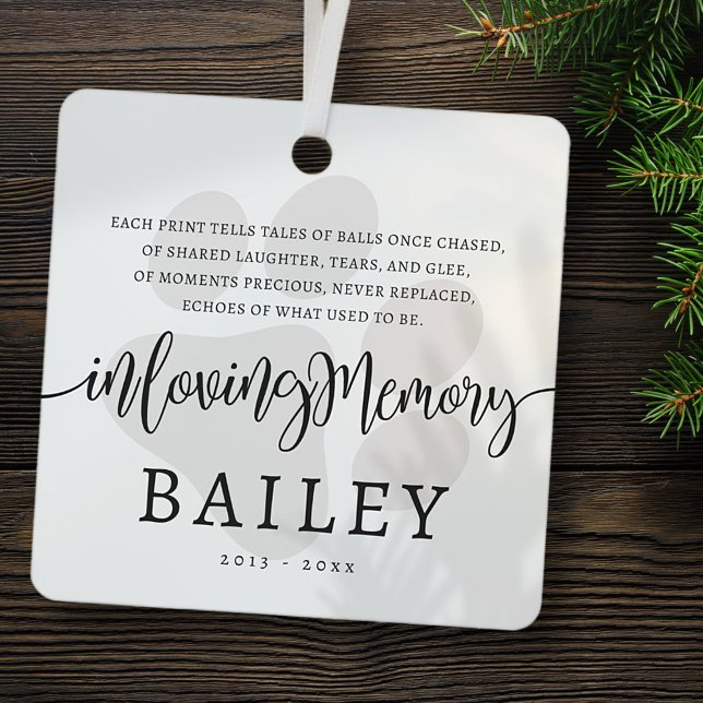 Modern Elegant Simple Chic Paw Pet Memorial Metal Ornament (Creator Uploaded)