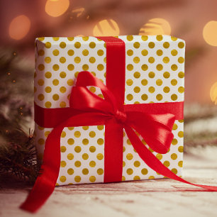 Modern Elegant Simple Classy White Gold Polka Dots Wrapping Paper
