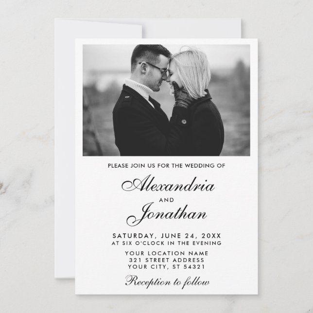 Modern Elegant Simple Couple Photo Wedding Invitation (Front)