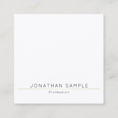 Modern Elegant Simple Design Gold White Template Square Business Card