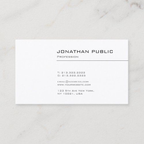 Modern Elegant Simple Design Plain Professional Business Card
