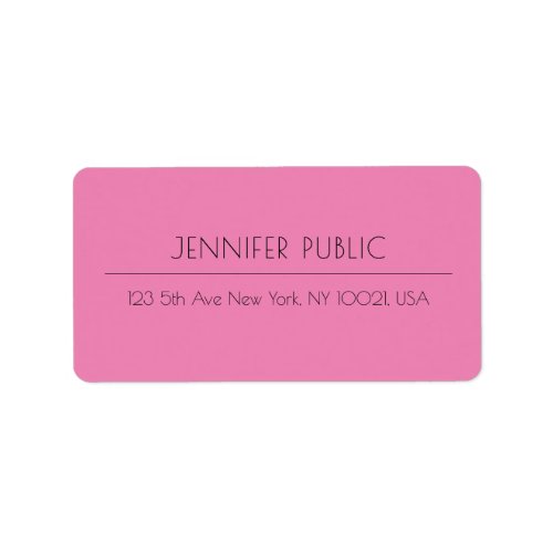 Modern Elegant Simple Design Template Pink Address Label