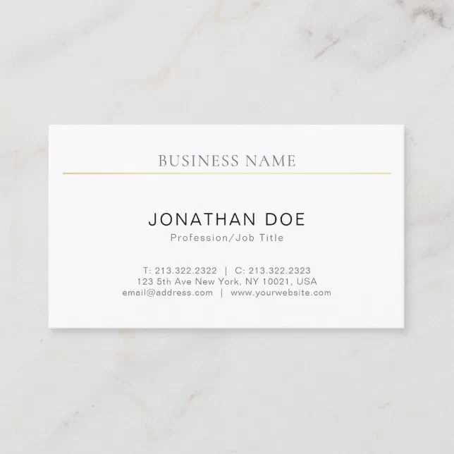Modern Elegant Simple Design Trendy Plain Luxury Business Card | Zazzle