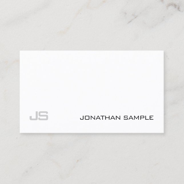 Modern Elegant Simple Design White Plain Trendy Business Card (Front)