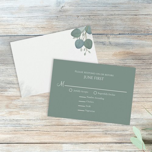 Modern Elegant Simple Eucalyptus Greenery RSVP Card